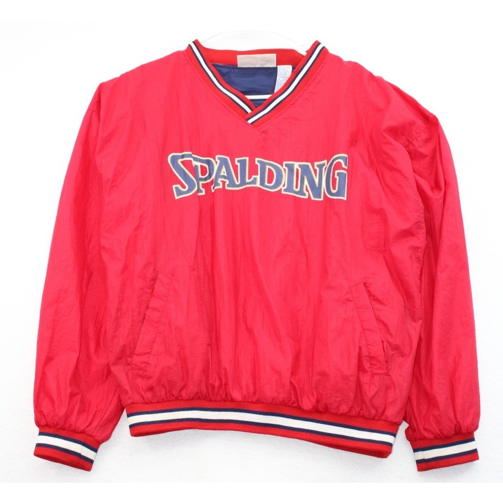 Vintage Spalding Pullover Windbreaker Jacket Mens Large Red Nylon Logo 90s